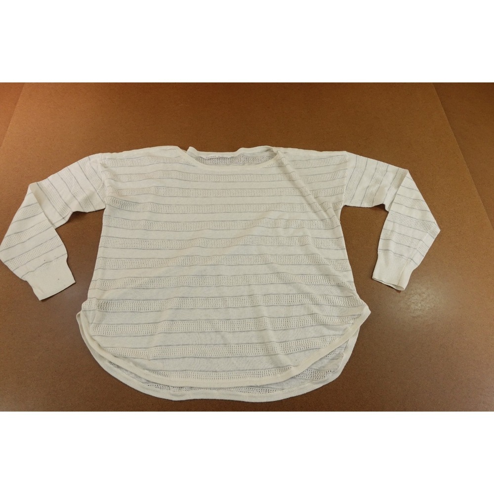 Athleta Womens XL Ivory Mix It Up Pointelle Lightweight Pullover Sweater *Flaw